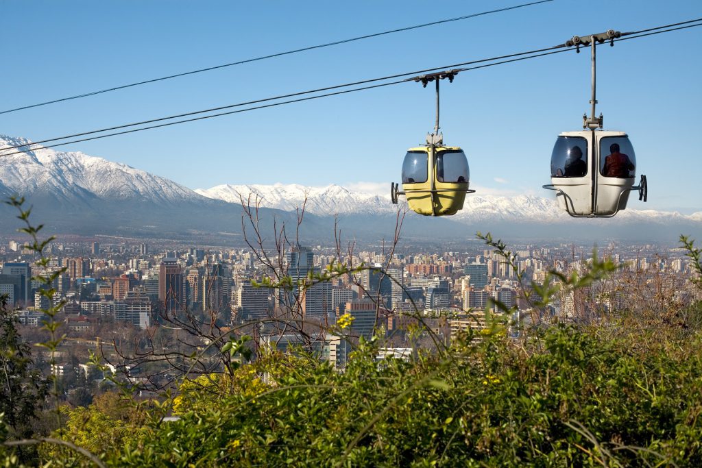 Cable cars overlooking Santiago de Chile