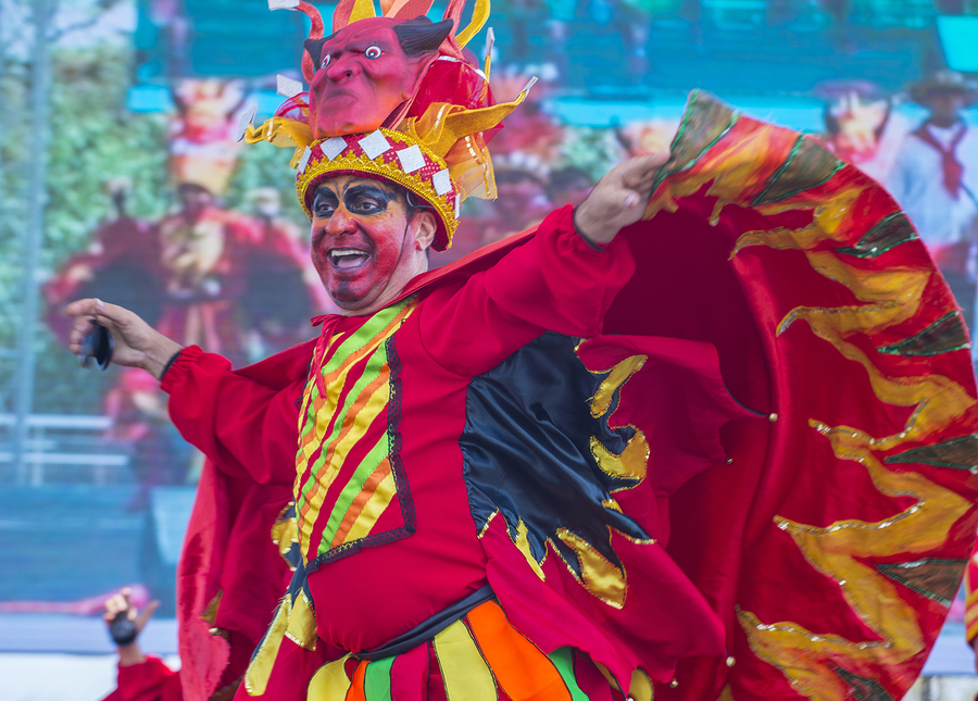 Participant in the Barranquilla Carnival in Barranquilla Colombia on February 07 2016. Barranquilla Carnival is one of the biggest carnival in the world