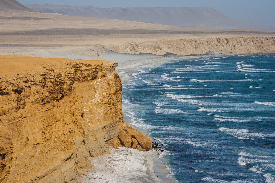 The Pacific Ocean laps over beaches in Paracas.