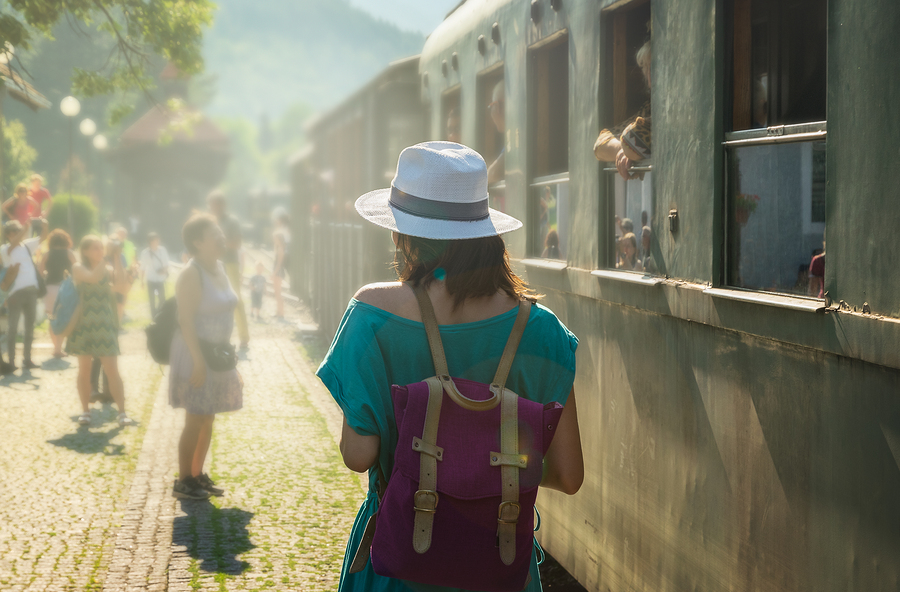 A picture of a young lady travelling through South America by train.