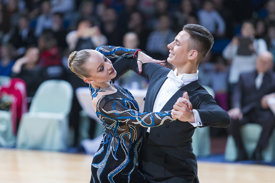 A couple in a professional Tango competition.